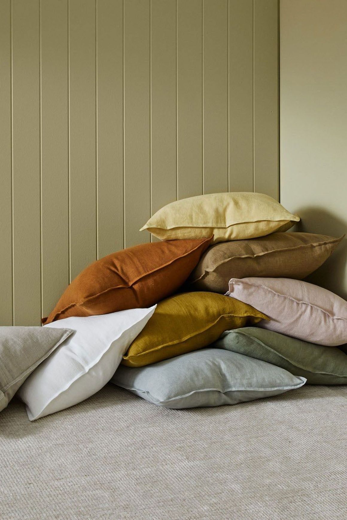 Weave Home European Linen Como Cushion - Olive | Three Sizes