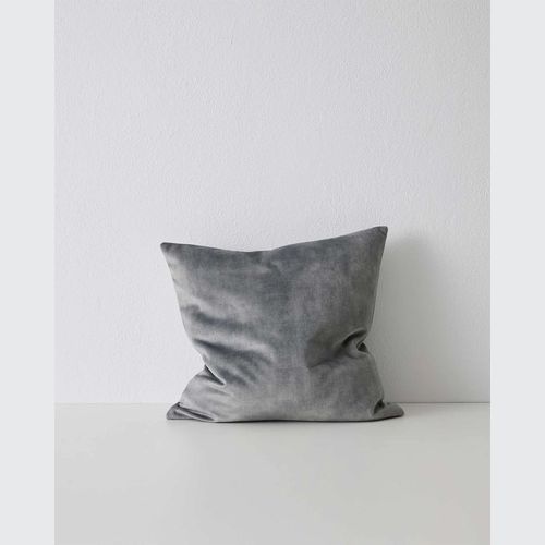 Weave Home Ava Velvet Cushion - Steel | 50 x 50cm