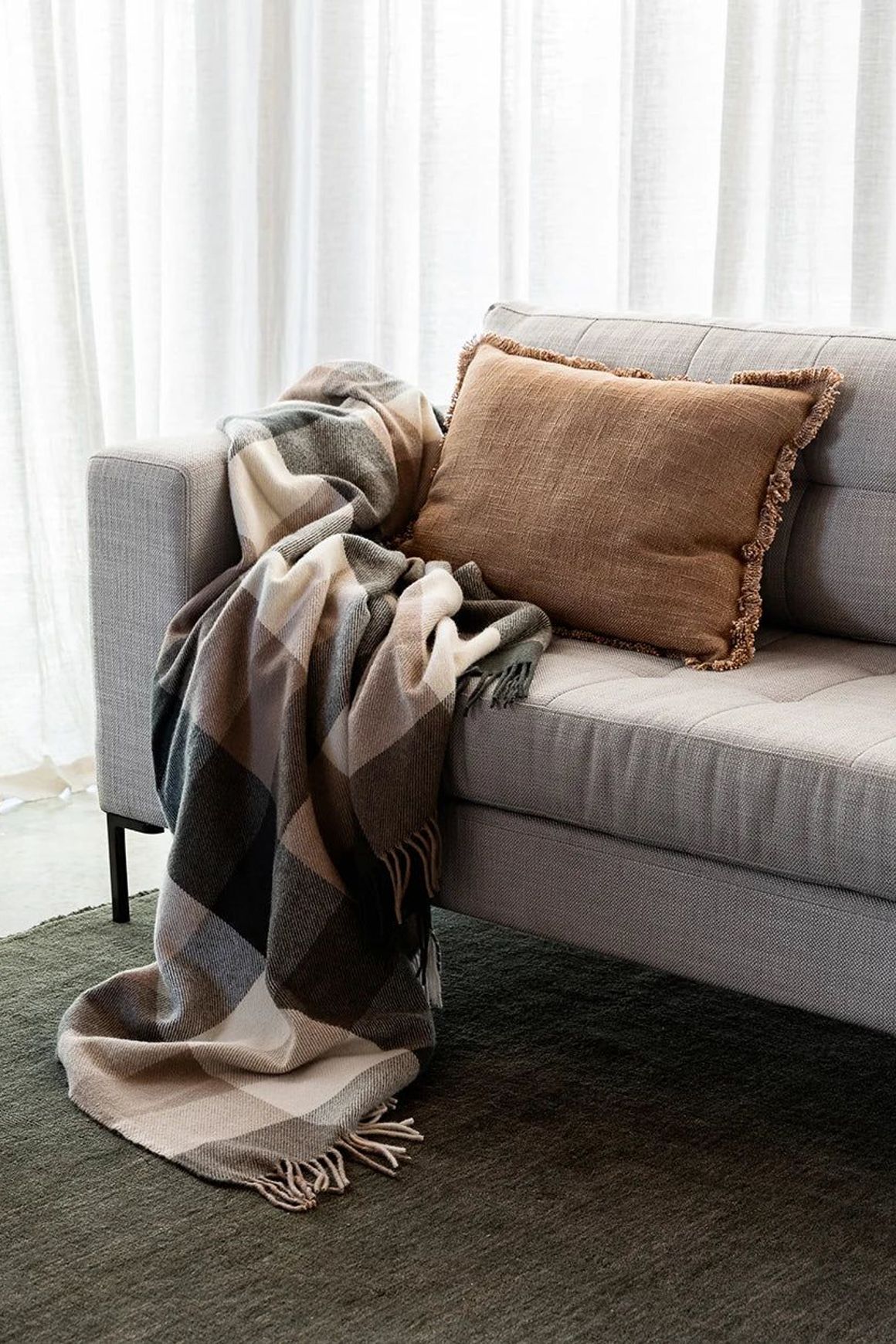Baya Dover Cushion - Tan Brown | Lumbar with Fringe
