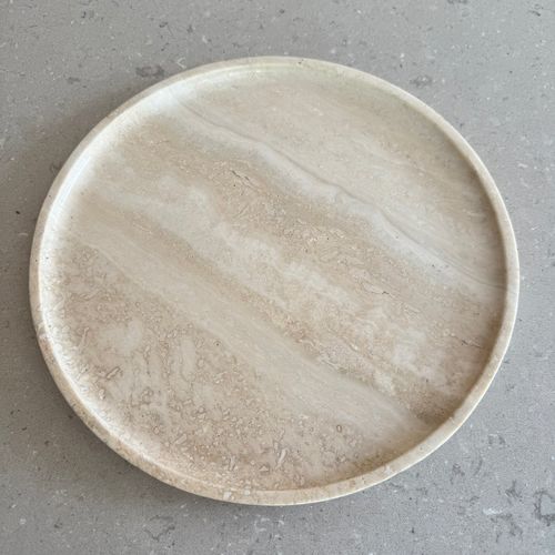 Round Tray - Veincut Travertine