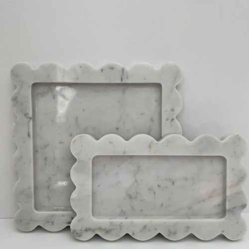 Scalloped Edge Tray - Carrara Marble