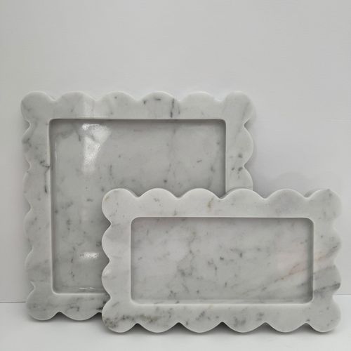 Scalloped Edge Tray - Carrara Marble