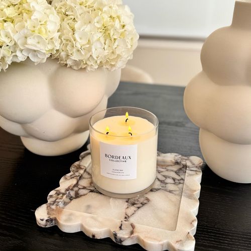 Scalloped Edge Tray - Milky Blue Marble