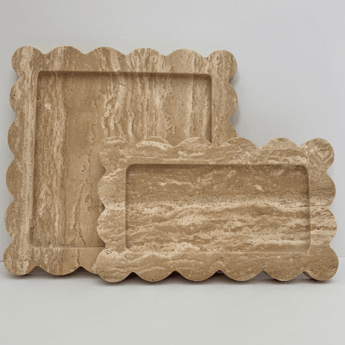 Scalloped Edge Tray – Travertine