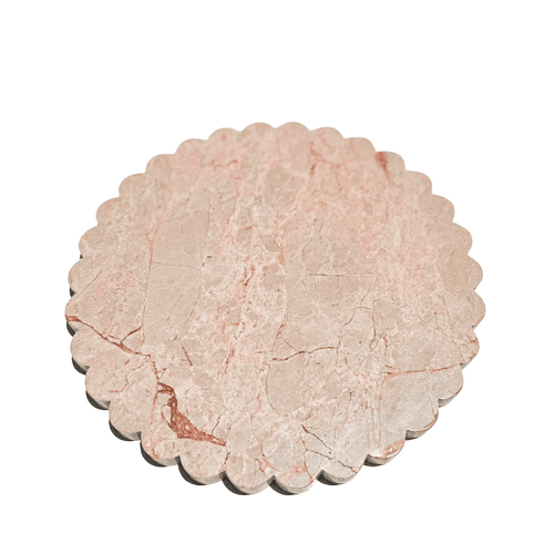 Scalloped Edge Round Tray - Pearl Pink Blush Marble