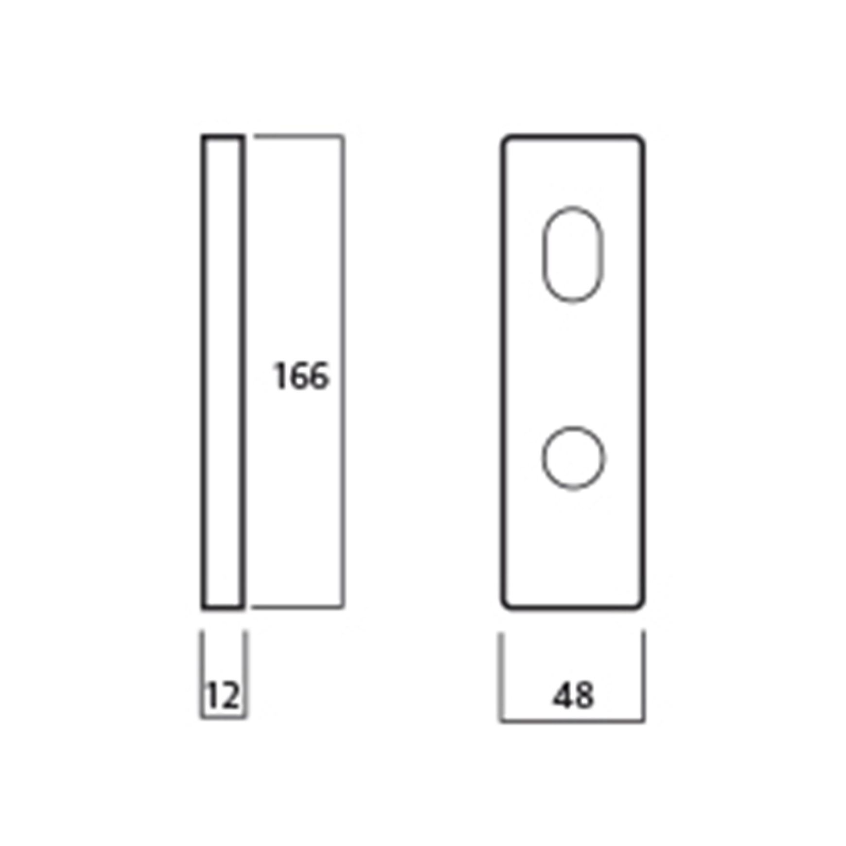 Lockwood 1800 Series Square End Plate Door Furniture dimensions