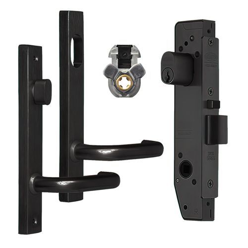 Lockwood Narrow Mortice Lock Kit Cyl/Turn/Handles Black