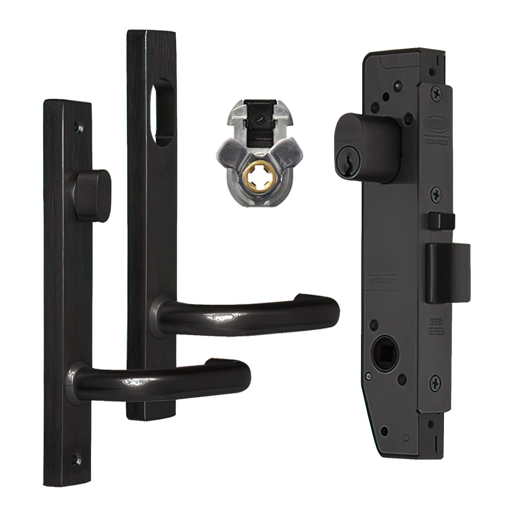 Lockwood Narrow Mortice Lock Kit Cyl/Turn/Handles Black