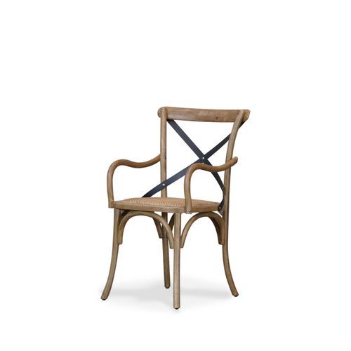 Bentwood Carver Dining Chair, Metal Crossback - Rattan