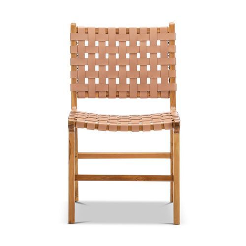 Casey Woven Leather Dining Chair | Set of 2 | Nude Tan