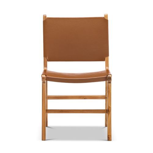 Casey Set of 2 Flat Leather Dining Chair | Coco Tan
