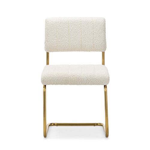 Myah Cantilever Dining Chair | Cream Bouclé & Gold