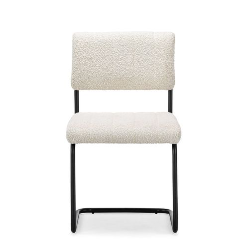 Myah Cantilever Dining Chair | Cream Bouclé & Black