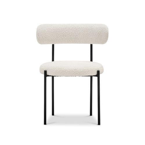 Ines Bouclé Dining Chair | Set of 2 | Cream & Black