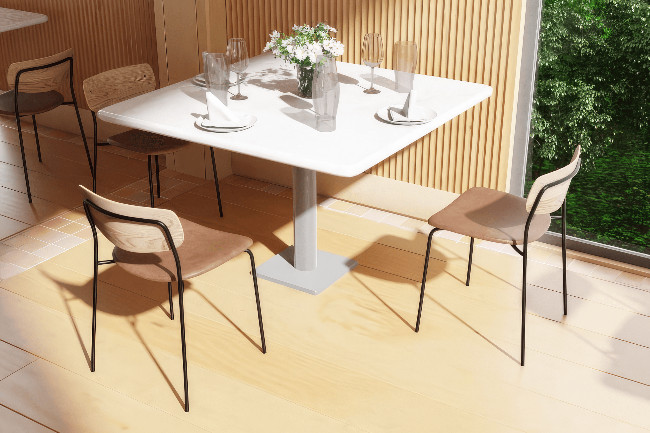 Rylie Chair - Padded Seat with Natural Backrest