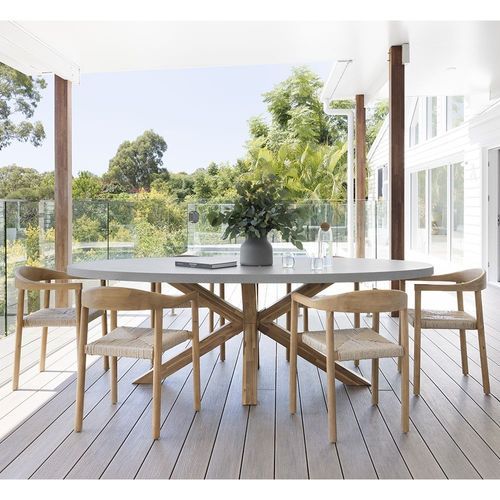 Tamarama Oval Concrete Look Dining with Kotara Chairs
