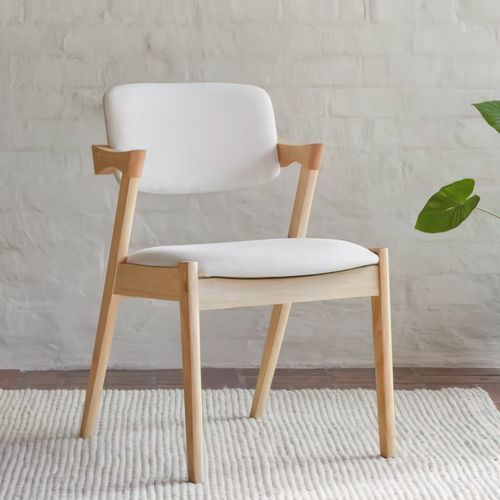 Bella Natural Hardwood Dining Chair | Beige Fabric