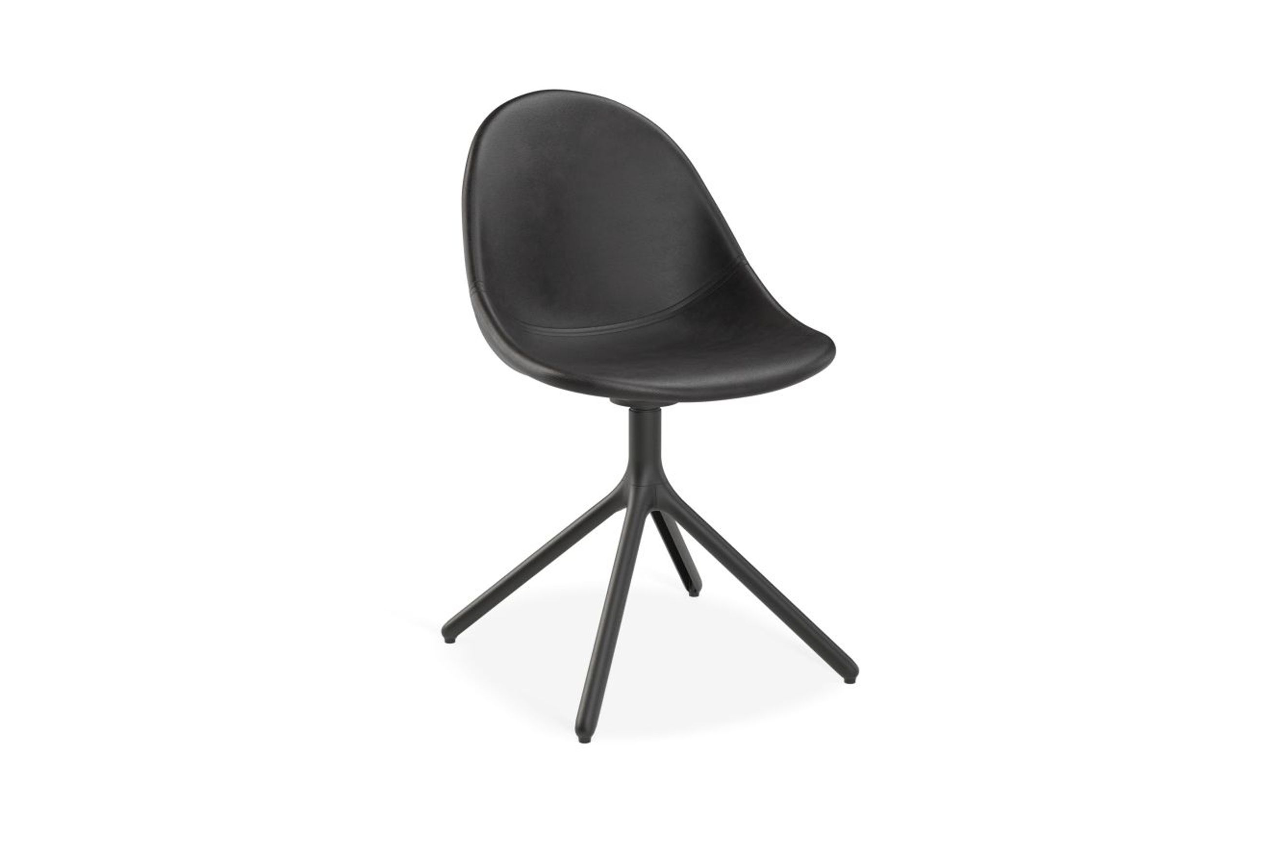Pebble Chair Black Upholstered Vintage Seat - Sled Base - Black