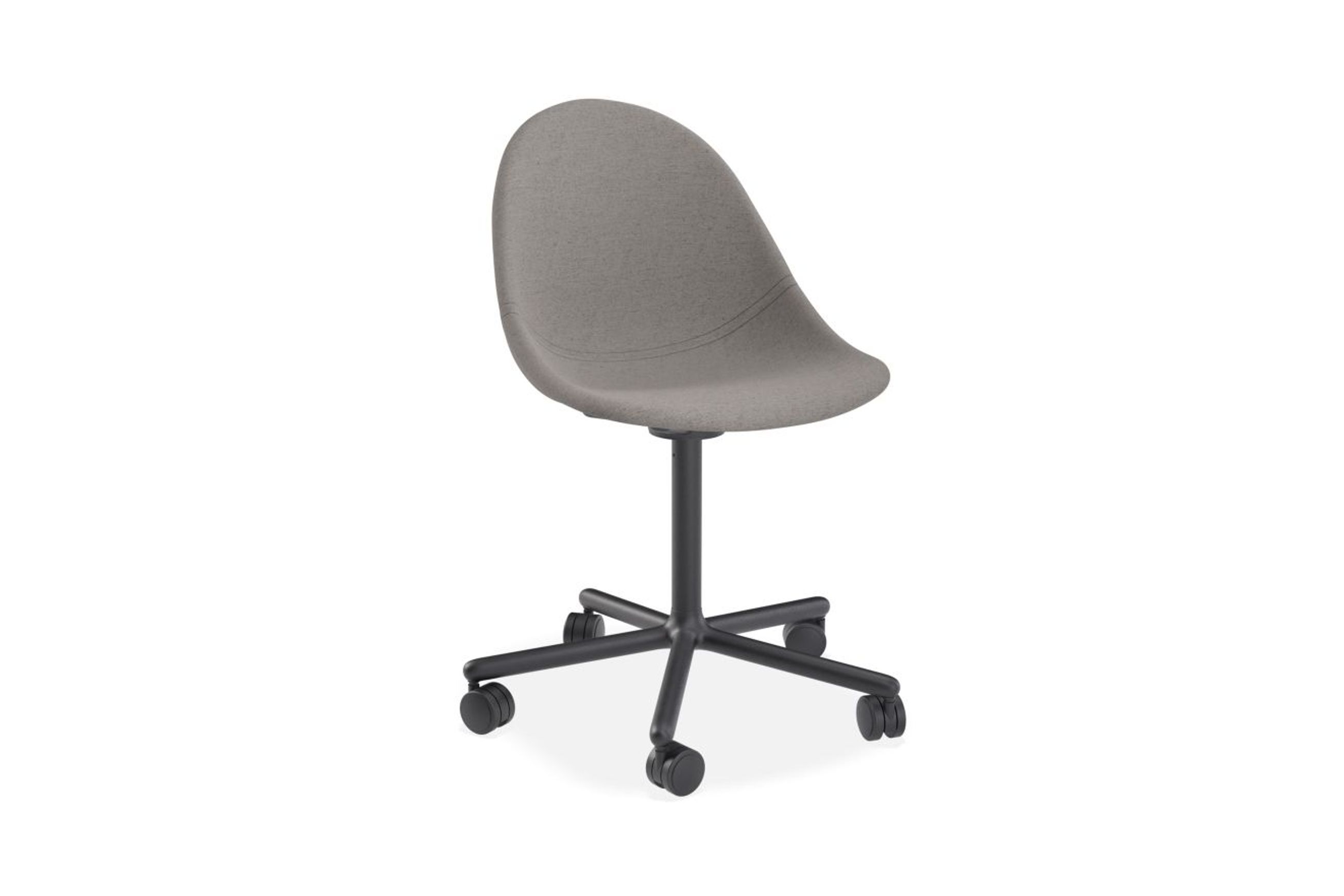 Pebble Fabric Dark Grey Upholstered Chair - Sled Base - Black