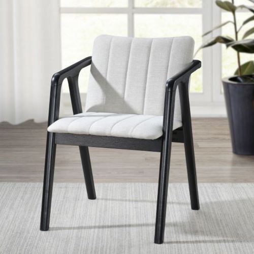 Elm Black Hardwood Dining Chair | Beige Fabric