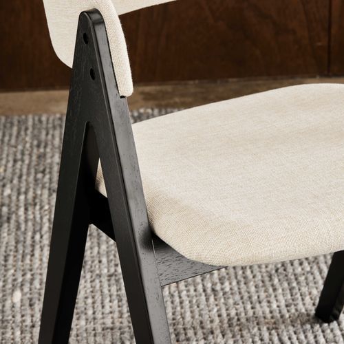 Gaudi Black Hardwood Dining Chair | Beige Fabric