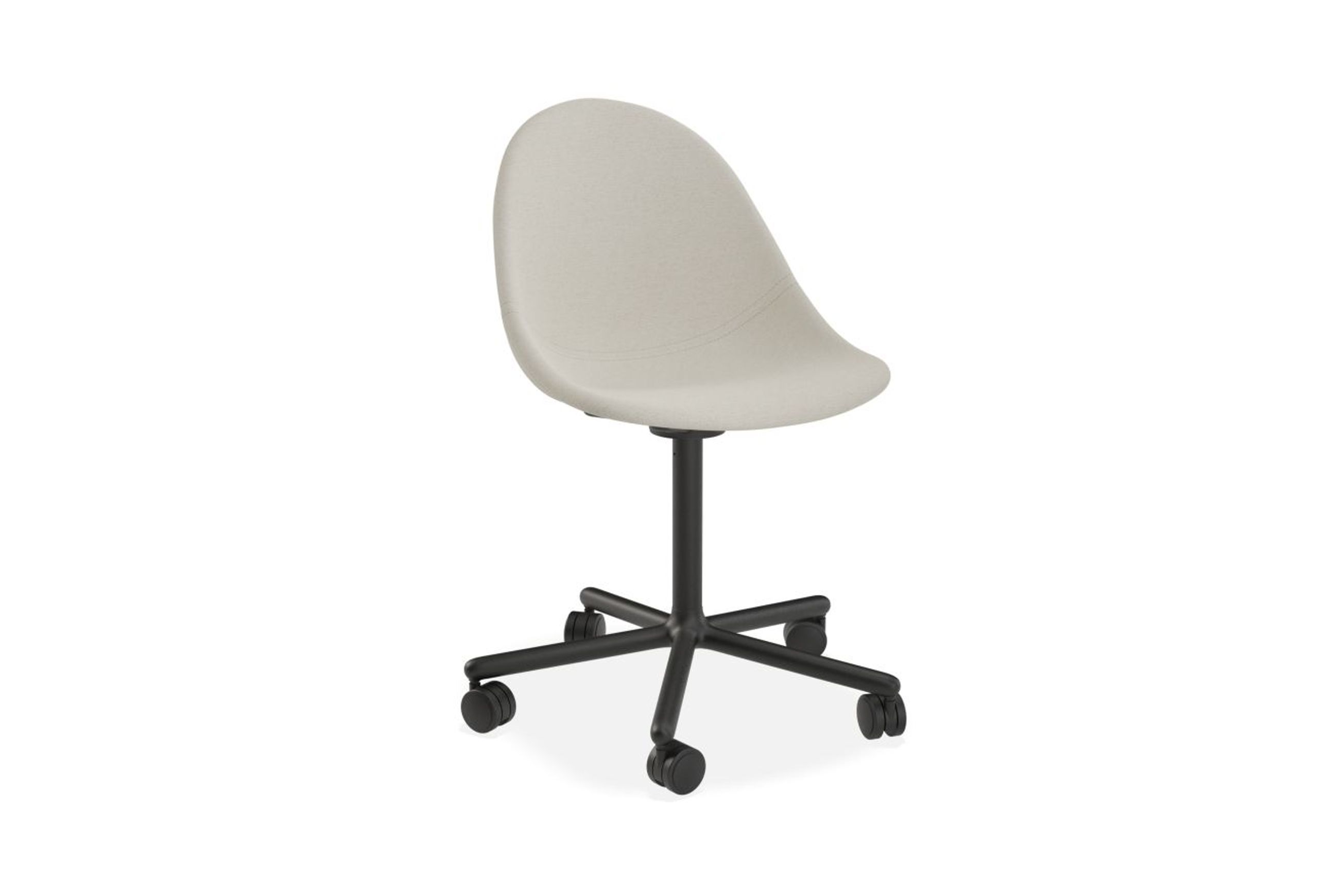 Pebble Fabric Light Grey Upholstered Chair - Swivel Base - Black