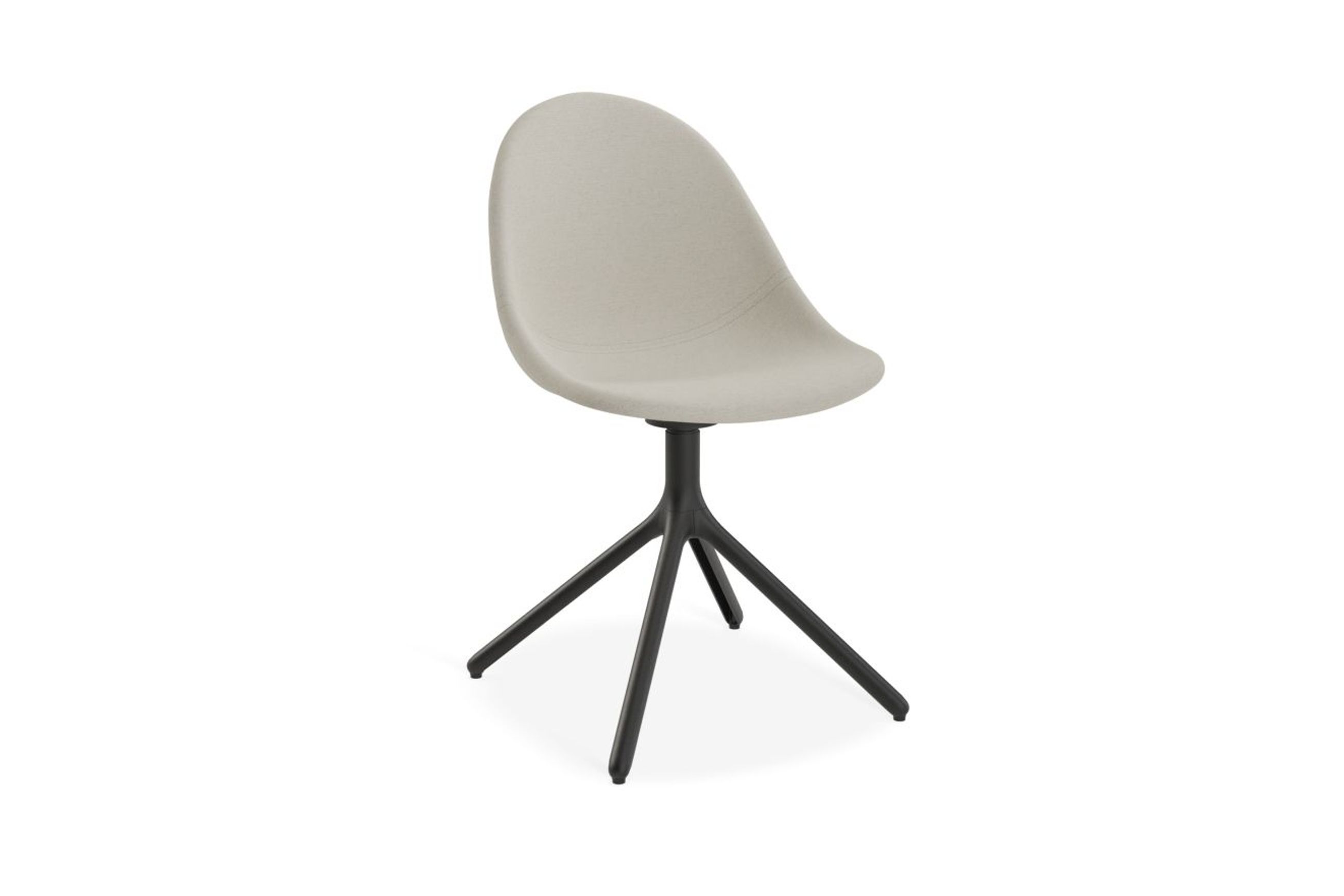 Pebble Fabric Light Grey Upholstered Chair - Sled Base - White