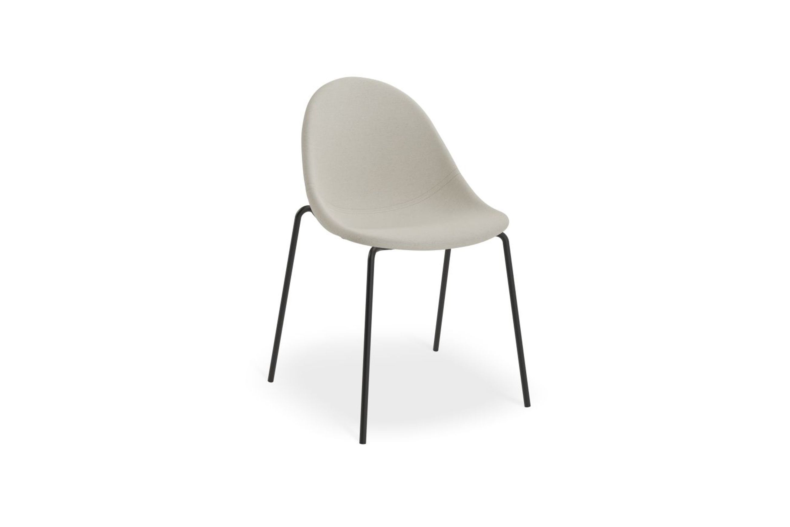 Pebble Fabric Light Grey Upholstered Chair - 4 Post Base - White
