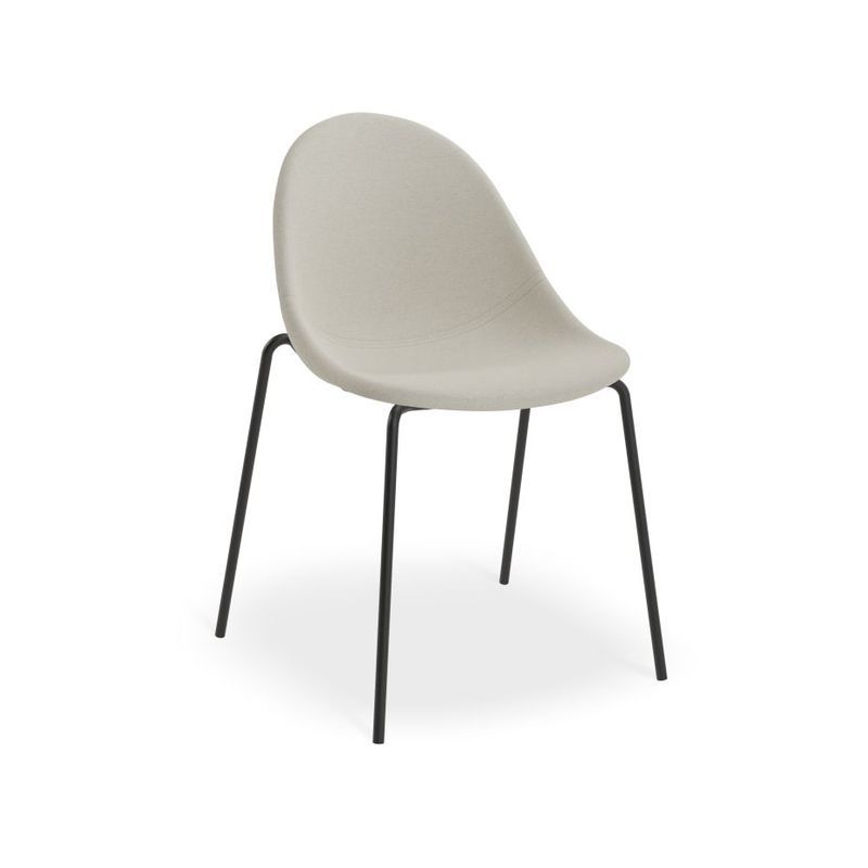 Pebble Fabric Light Grey Upholstered Chair - 4 Post - Black