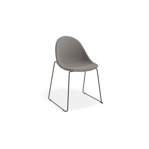 Pebble Fabric Dark Grey Upholstered Chair - 4 Post - Black