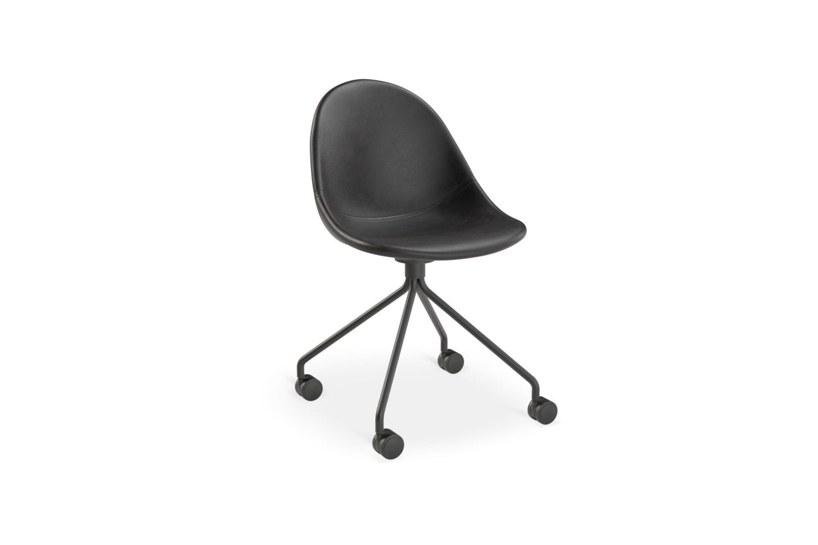 Pebble Chair Black Upholstered Vintage Seat - Sled Base - Black