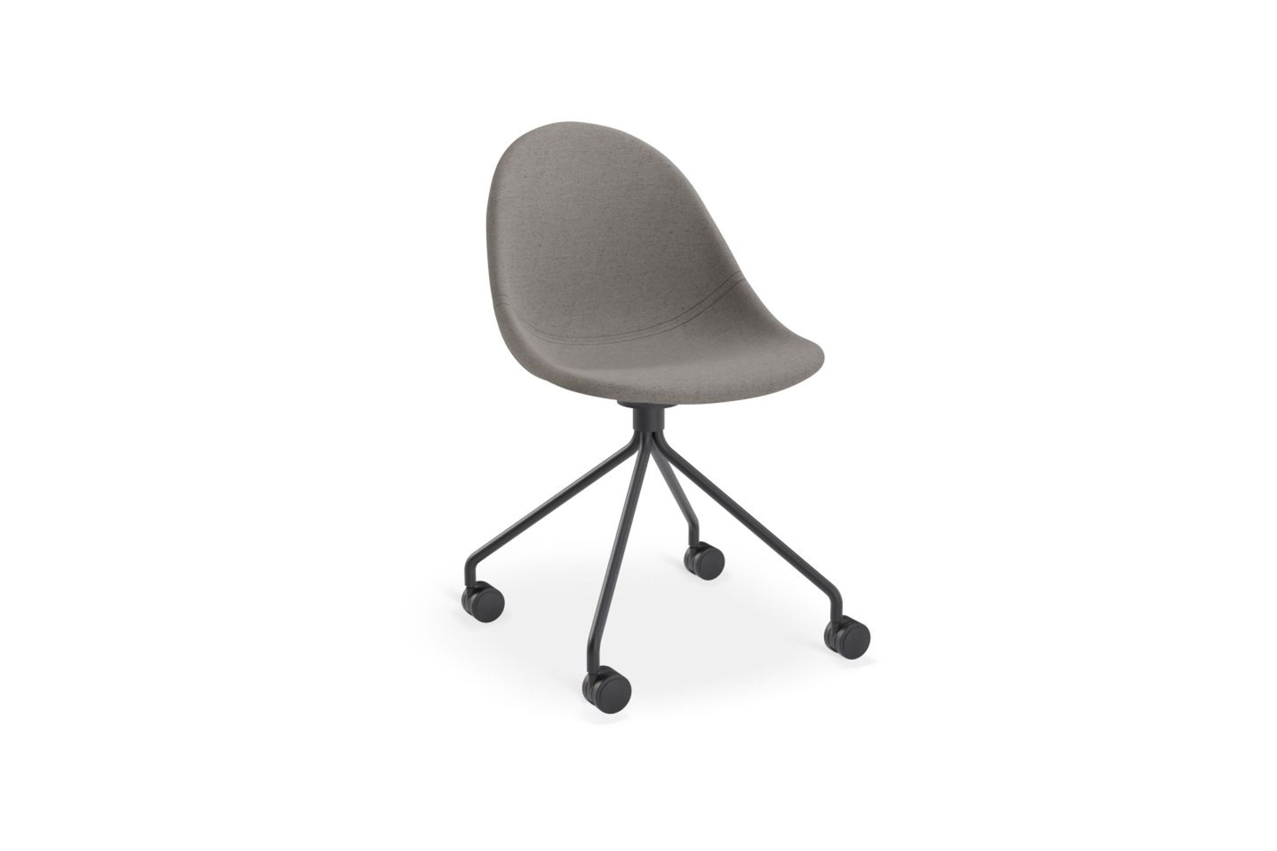 Pebble Fabric Dark Grey Upholstered Chair - Pyramid Fixed Base with Castors - Black
