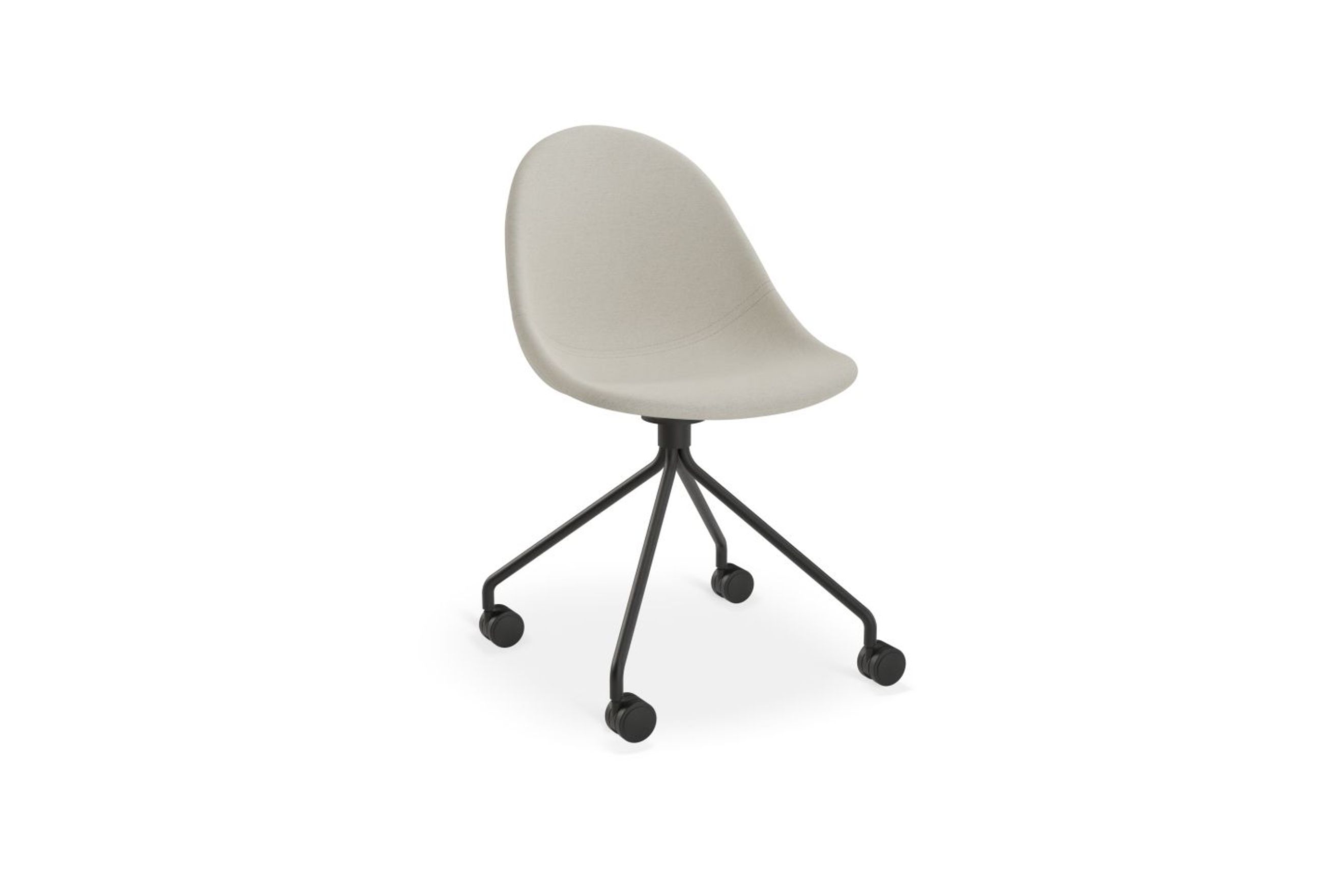 Pebble Fabric Light Grey Upholstered Chair - Sled Base - White