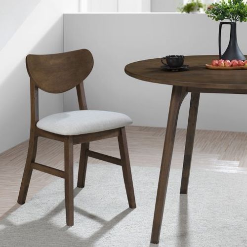 Soho 5PCE Hardwood Dining Set | Walnut | Beige Fabric
