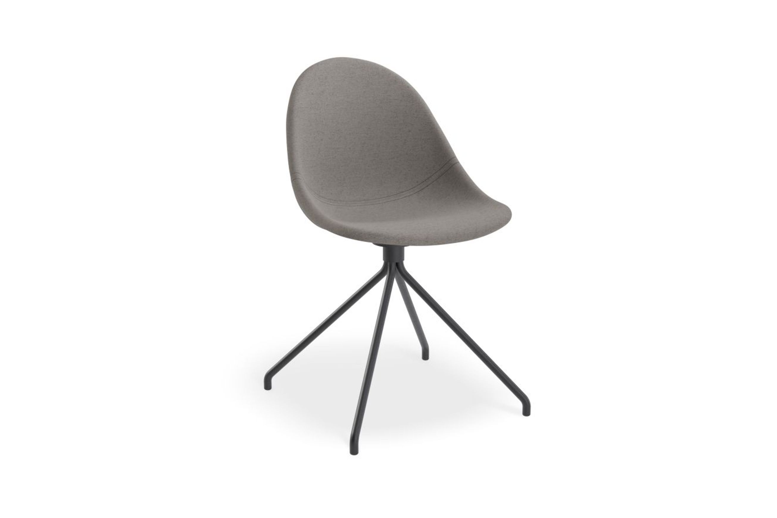 Pebble Fabric Dark Grey Upholstered Chair - Sled Base - White