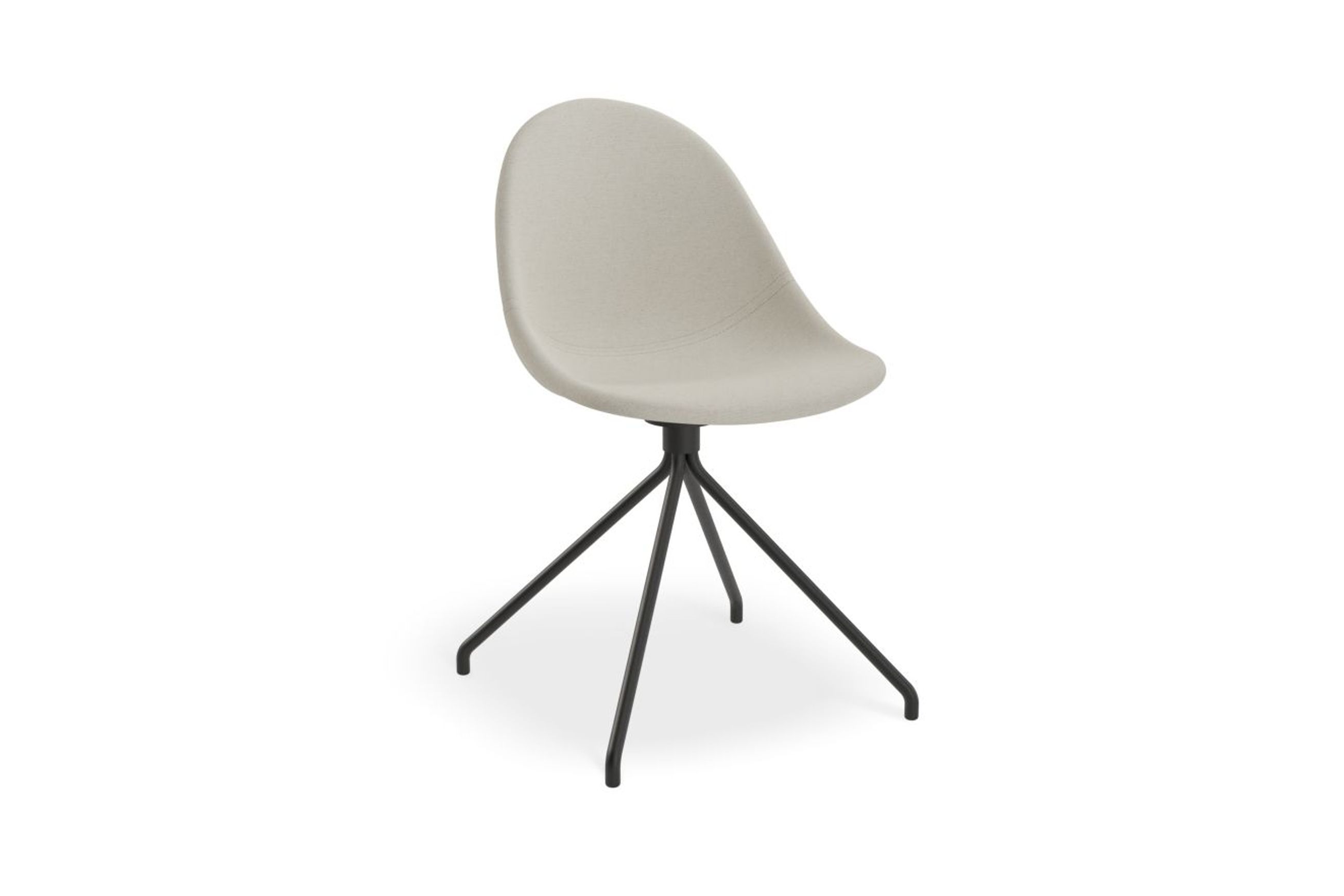 Pebble Fabric Light Grey Upholstered Chair - 4 Post Base - White
