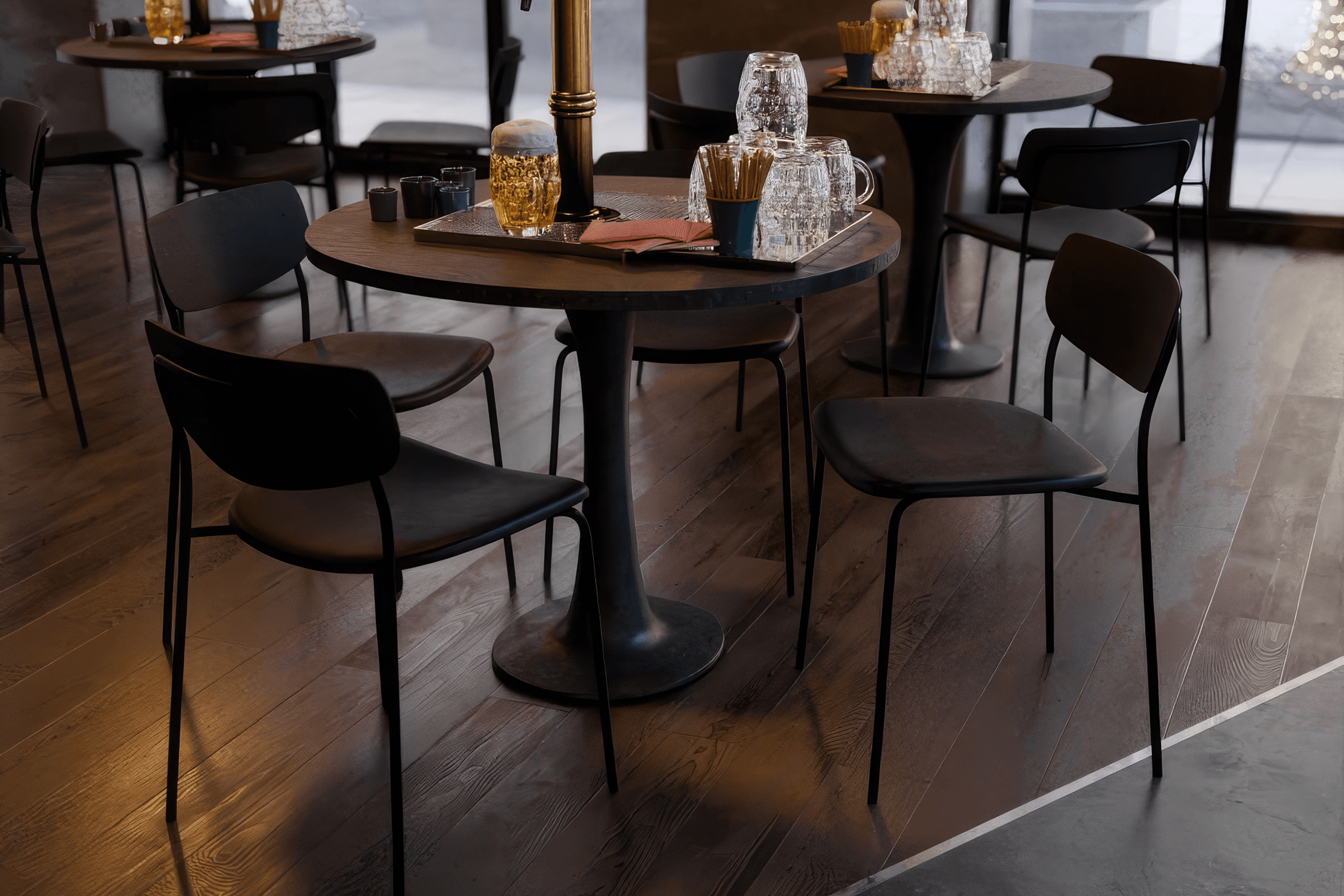 Rylie Chair - Padded Seat with Black Backrest