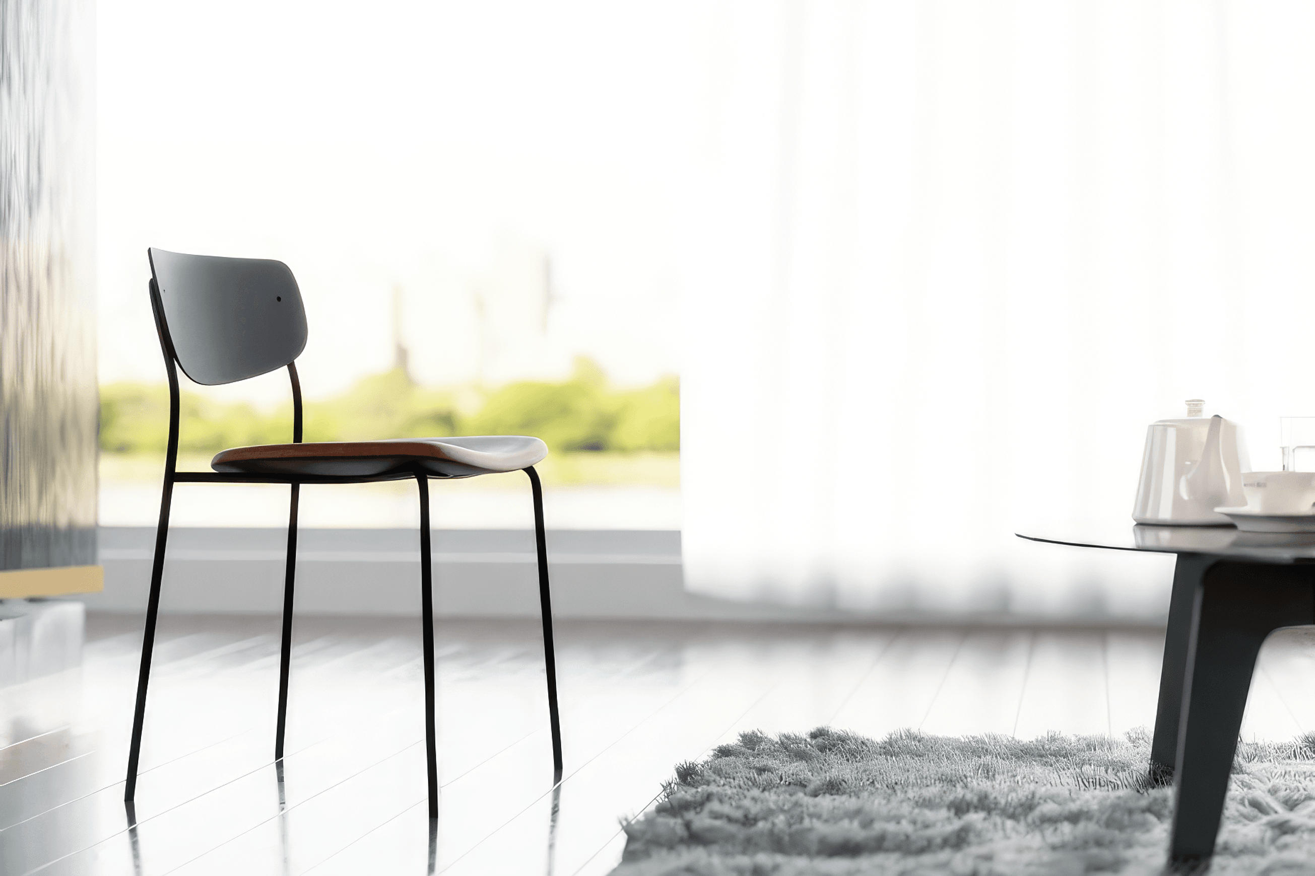 Rylie Chair - Padded Seat with Black Backrest