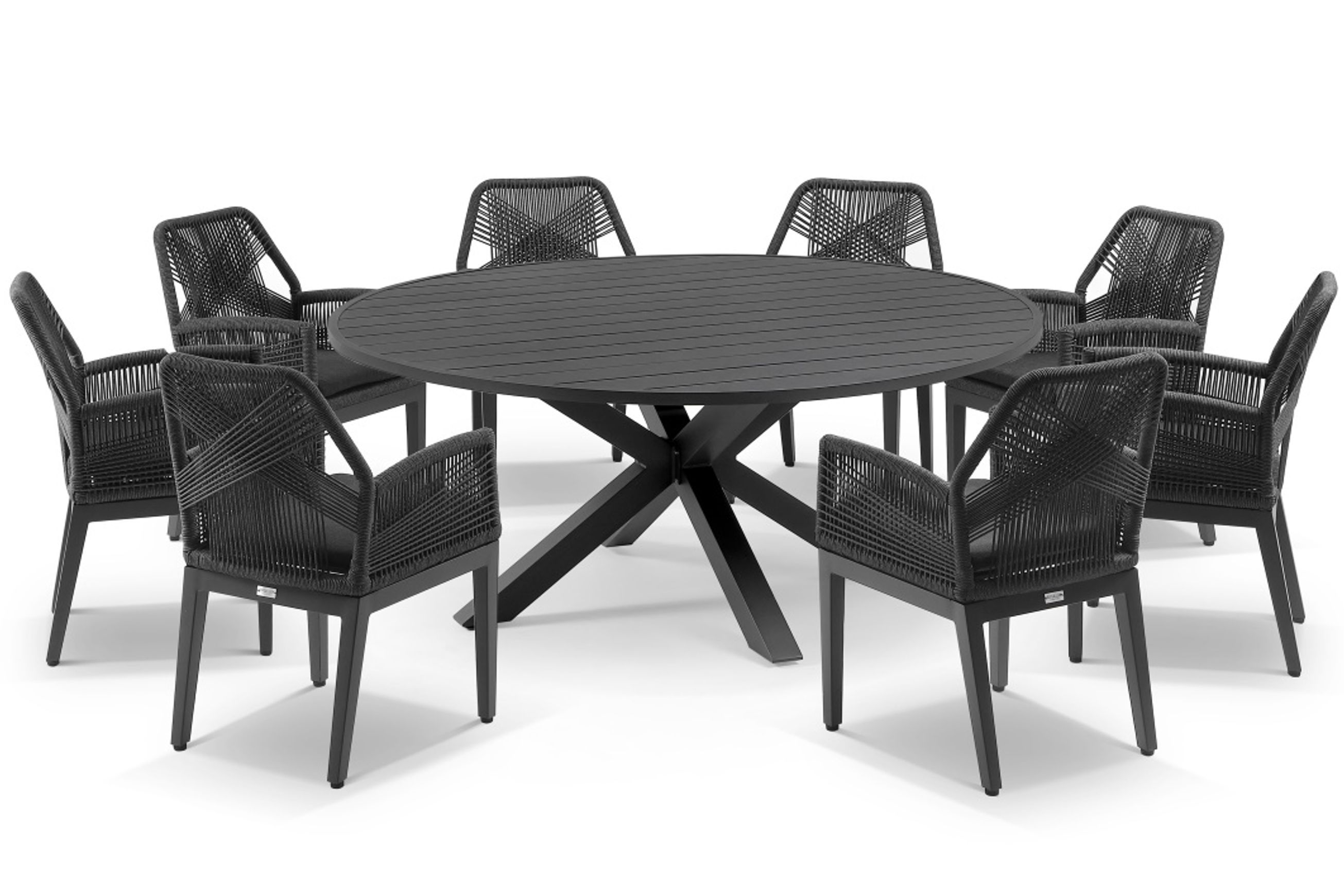 Cove Round Table with Cape Chairs 9pc Outdoor Dining Set | Charcoal
