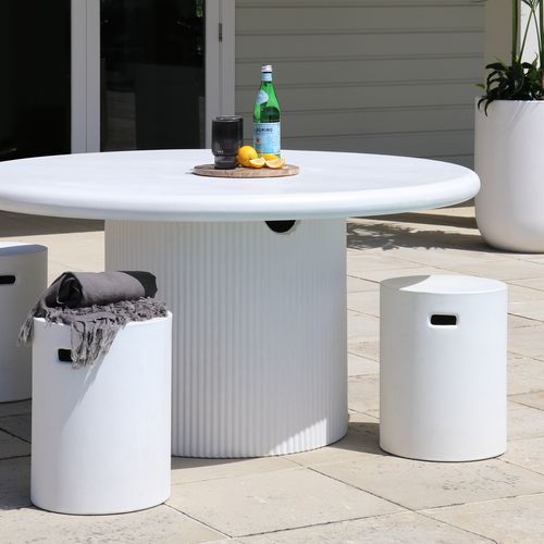 Patras Round Outdoor Concrete Table 150cm - White