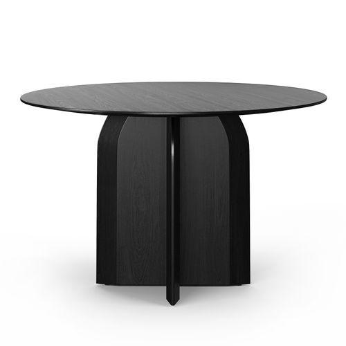 Arco 120cm Round Oak Dining Table | Black