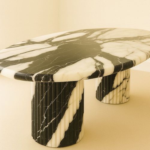 Oval Dining Table - Panda Marble