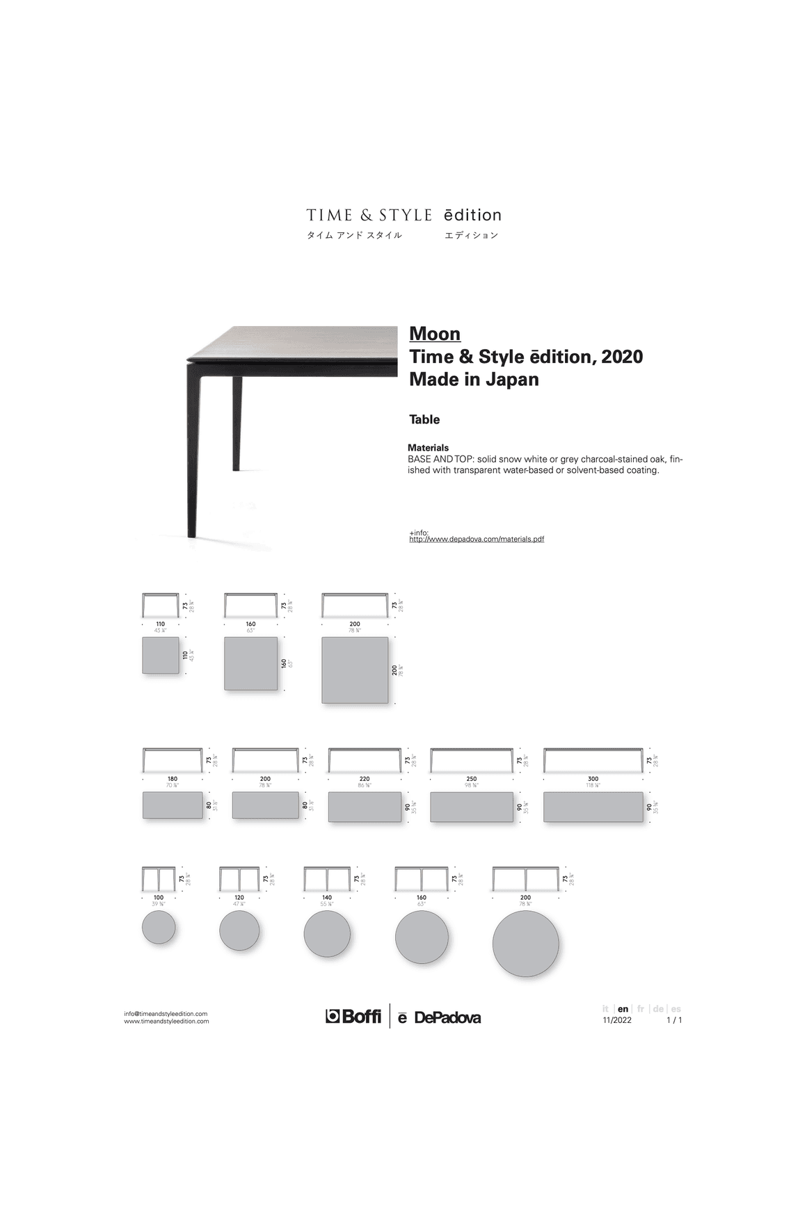 Moon Dining Table by DePadova dimensions
