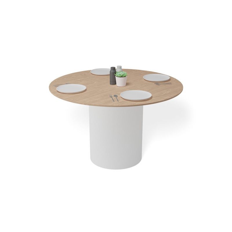 Mimi Dining Table - White - Natural - 120cm