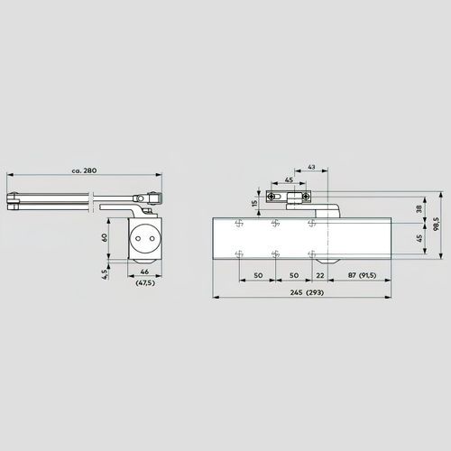 Dorma TS83 EN3-6 Door Closer Silver 38020801