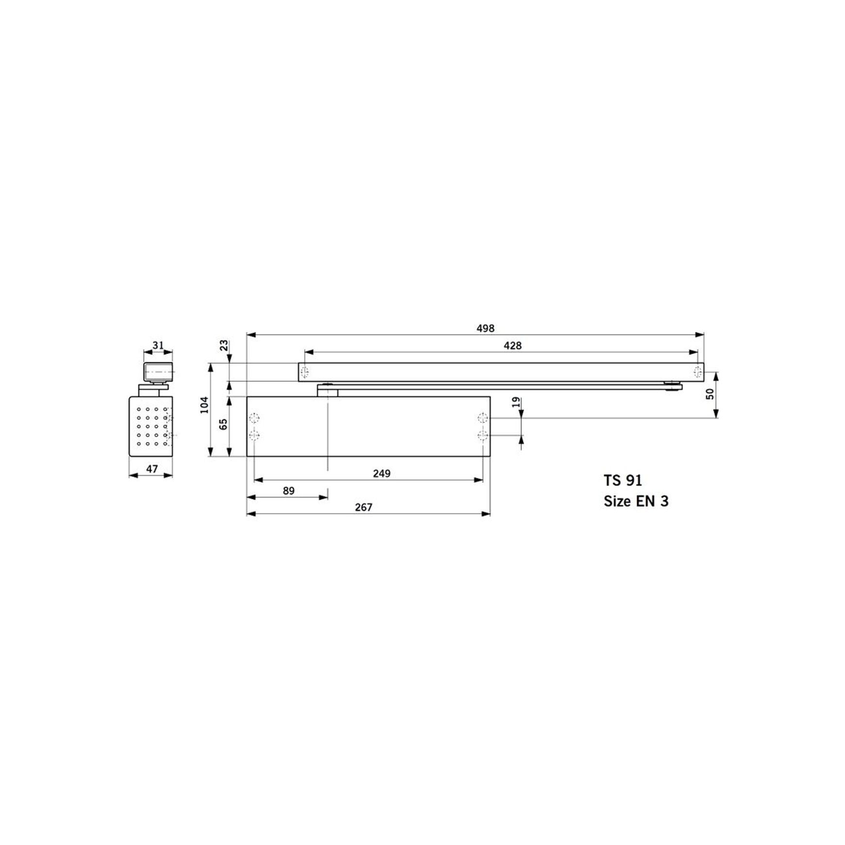 Dorma TS91B EN3 Door Closer Kit Slide Channel with Arm
