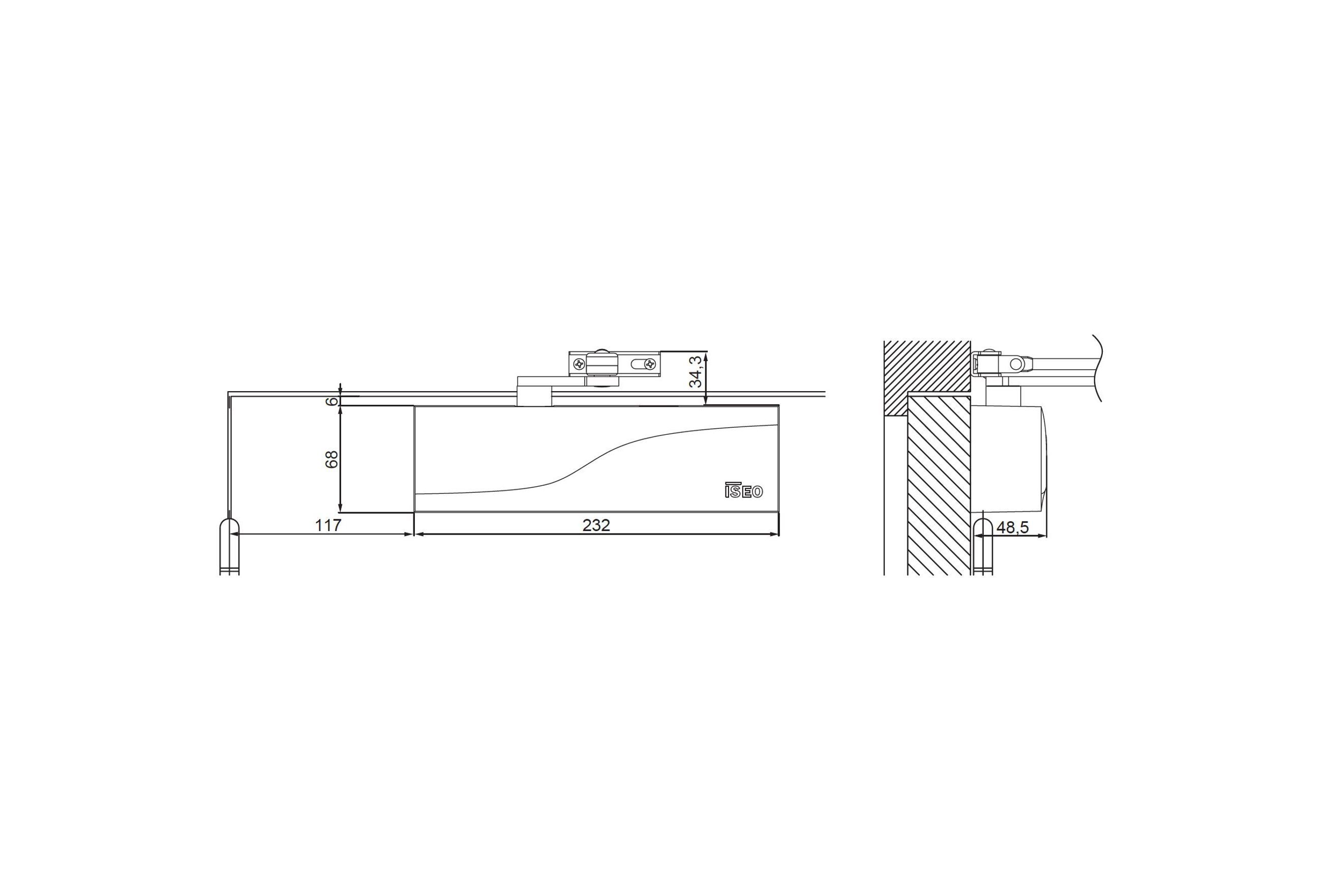 ISEO Hydraulic Door Closer, Standard Arm - IS110