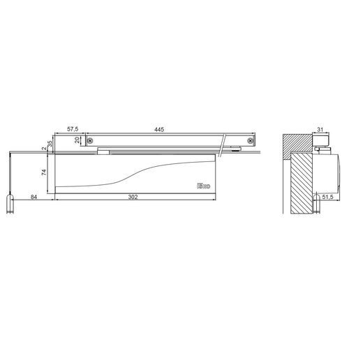 ISEO Hydraulic door closer, sliding arm - IS115