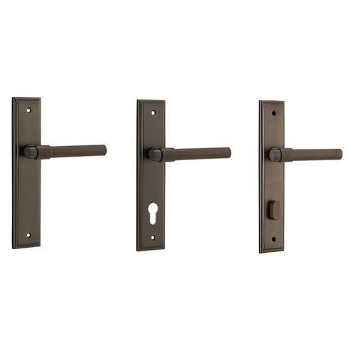 Iver Helsinki Door Lever on Stepped Backplate Signature Brass