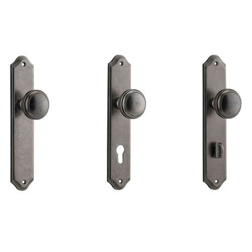 Iver Paddington Door Knob on Shouldered Backplate Distressed Nickel